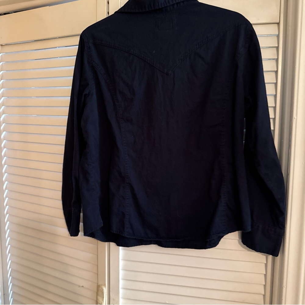 Women's Navy Button Down Shirt - Picture 7 of 16